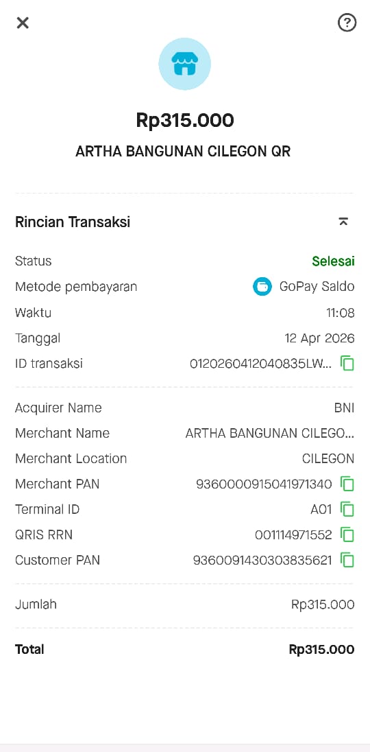 Bukti Bayar Nota Granit Artha Bangunan